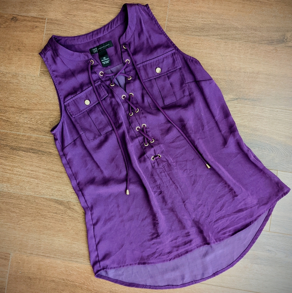 INC international concepts XS purple lace up blouse